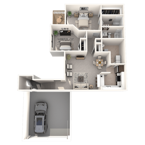 2 bedroom apartments in Novi, MI | Floor plan at River Oaks West Apartments in Novi, MI 48375